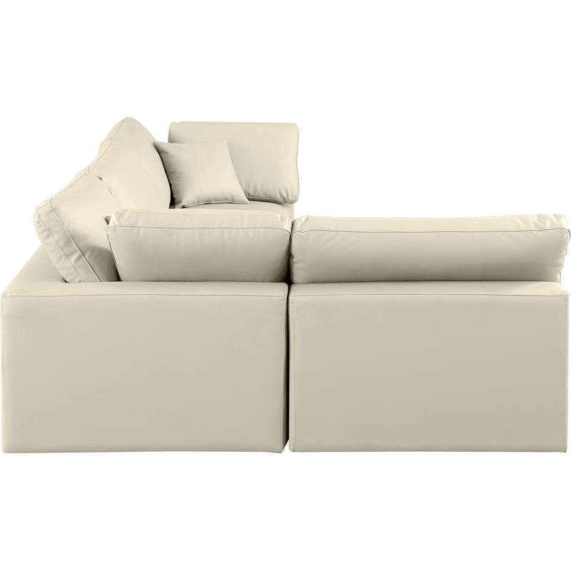 Meridian Furniture Comfy Cream Vegan Leather 4-Pc. Modular Sectional