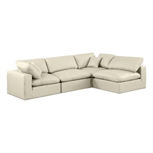 Meridian Furniture Comfy Cream Vegan Leather 4-Pc. Modular Sectional
