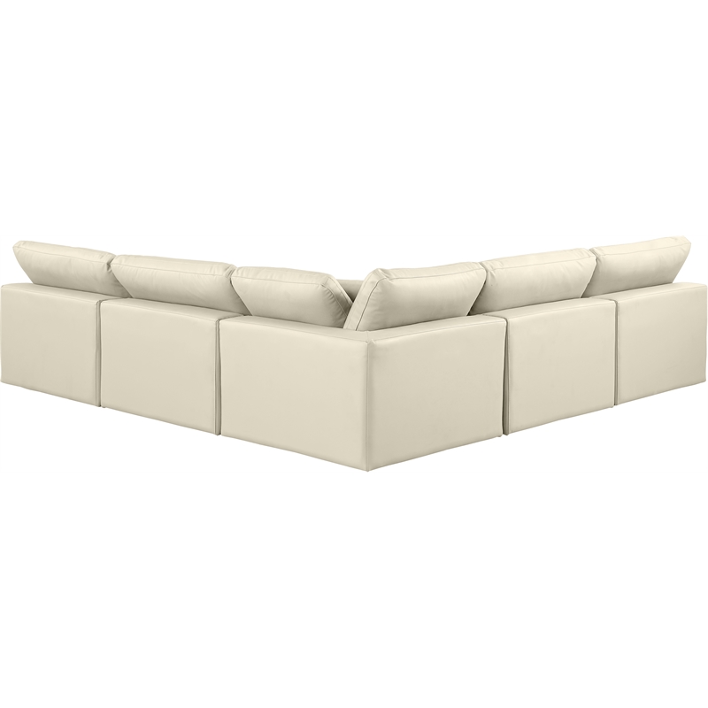 Meridian Furniture Comfy Cream Vegan Leather 5-Pc. Modular Sectional