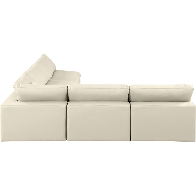Meridian Furniture Comfy Cream Vegan Leather 5-Pc. Modular Sectional