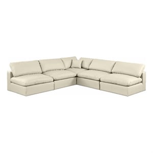 Meridian Furniture Comfy Cream Vegan Leather 5-Pc. Modular Sectional
