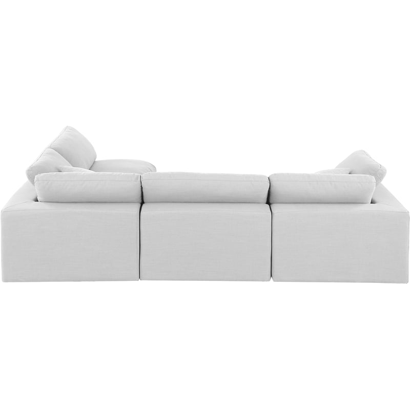 Meridian Furniture Comfy White Linen Textured Fabric 4-Pc. Modular Sectional