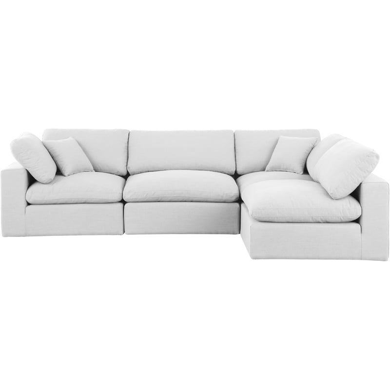Meridian Furniture Comfy White Linen Textured Fabric 4-Pc. Modular Sectional