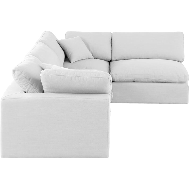 Meridian Furniture Comfy White Linen Textured Fabric 4-Pc. Modular Sectional