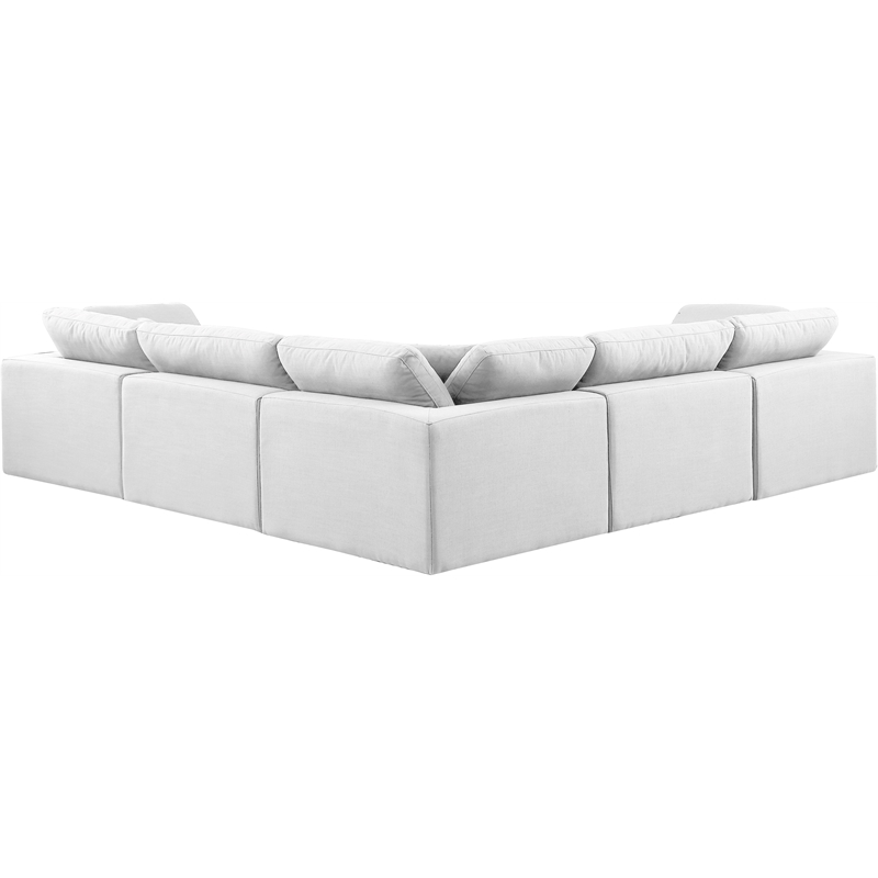 Meridian Furniture Comfy White Linen Textured Fabric 5-Pc. Modular Sectional