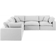 Meridian Furniture Comfy White Linen Textured Fabric 5-Pc. Modular Sectional