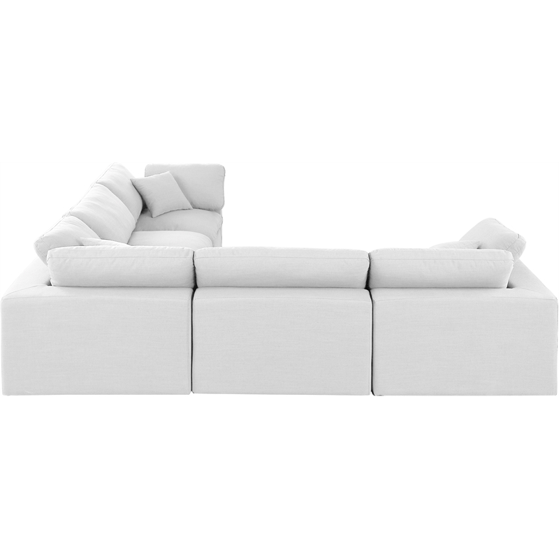 Meridian Furniture Comfy White Linen Textured Fabric 5-Pc. Modular Sectional
