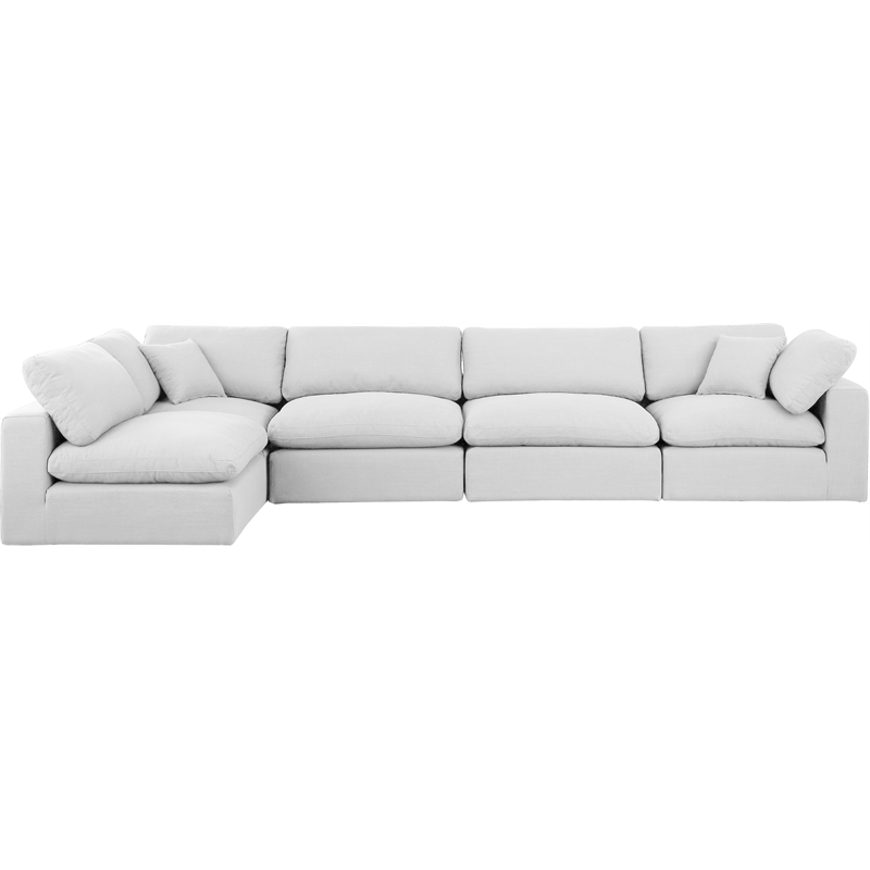 Meridian Furniture Comfy White Linen Textured Fabric 5-Pc. Modular Sectional
