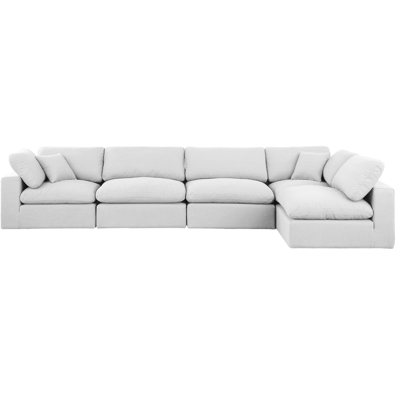 Meridian Furniture Comfy White Linen Textured Fabric 5-Pc. Modular Sectional