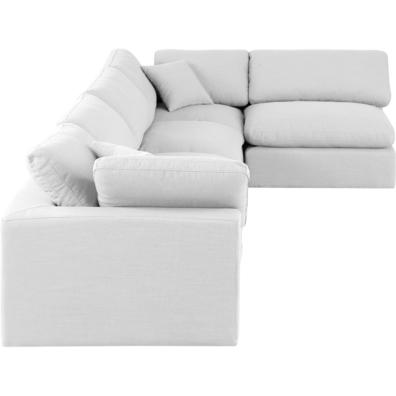 Meridian Furniture Comfy White Linen Textured Fabric 5-Pc. Modular Sectional