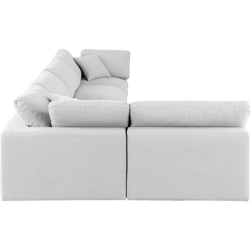 Meridian Furniture Comfy White Linen Textured Fabric 5-Pc. Modular Sectional