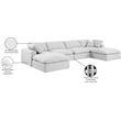 Meridian Furniture Comfy White Linen Textured Fabric 6-Pc. Modular Sectional