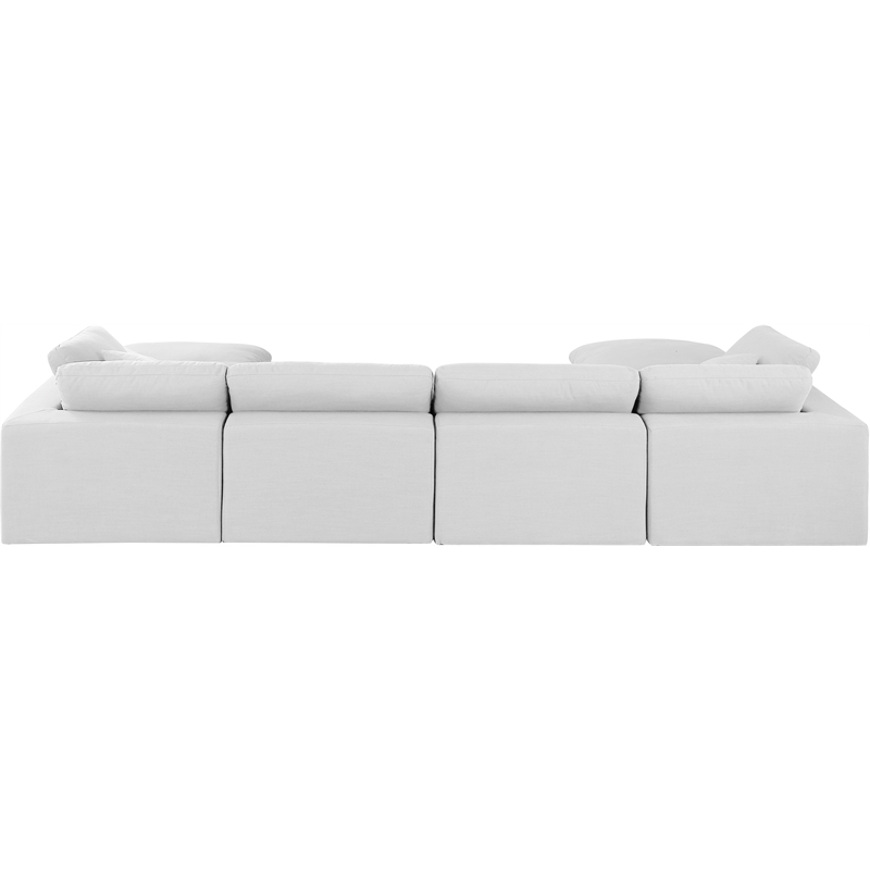 Meridian Furniture Comfy White Linen Textured Fabric 6-Pc. Modular Sectional