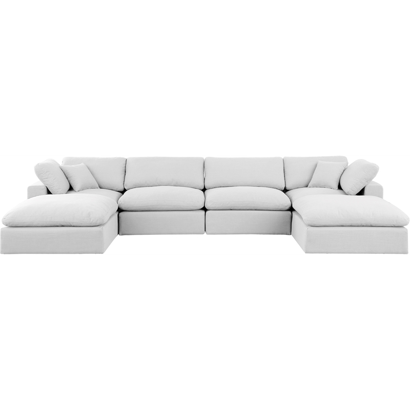 Meridian Furniture Comfy White Linen Textured Fabric 6-Pc. Modular Sectional