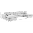 Meridian Furniture Comfy White Linen Textured Fabric 6-Pc. Modular Sectional
