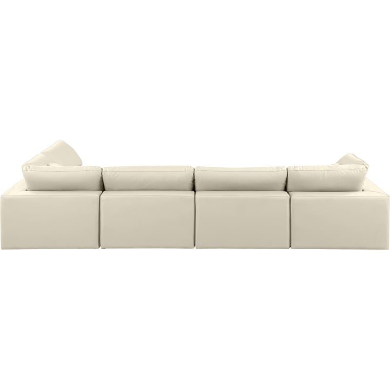 Meridian Furniture Comfy Cream Vegan Leather 5-Pc. Modular Sectional