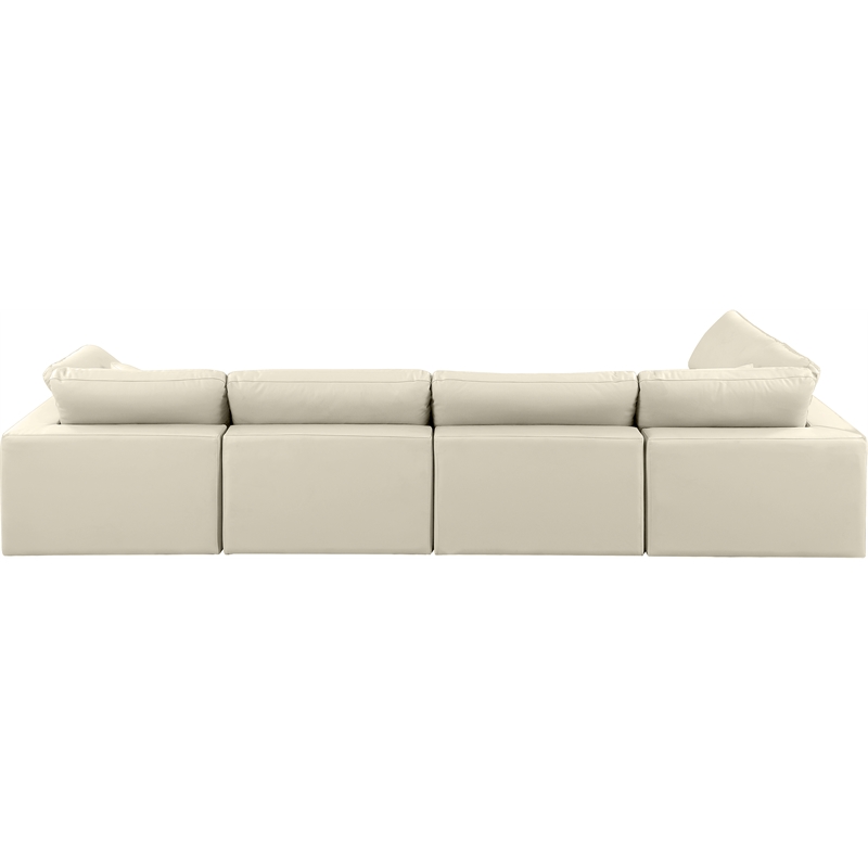 Meridian Furniture Comfy Cream Vegan Leather 5-Pc. Modular Sectional