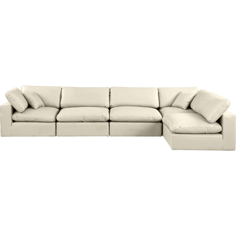 Meridian Furniture Comfy Cream Vegan Leather 5-Pc. Modular Sectional