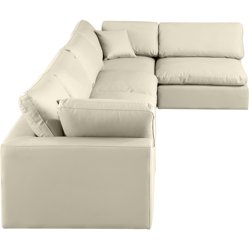 Meridian Furniture Comfy Cream Vegan Leather 5-Pc. Modular Sectional