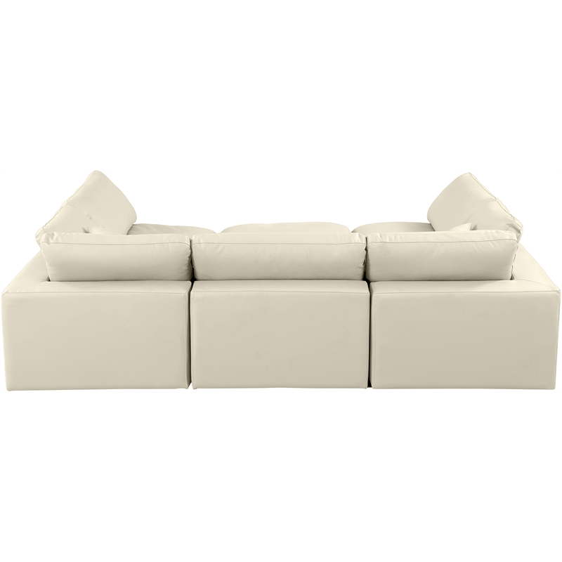Meridian Furniture Comfy Cream Vegan Leather 6-Pc. Modular Sectional