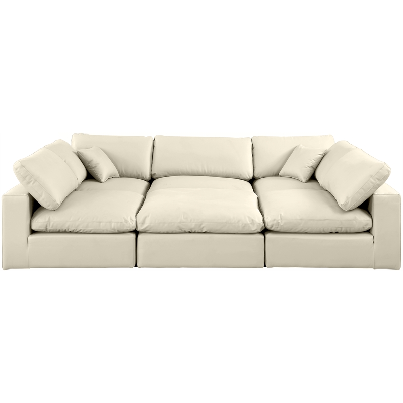 Meridian Furniture Comfy Cream Vegan Leather 6-Pc. Modular Sectional