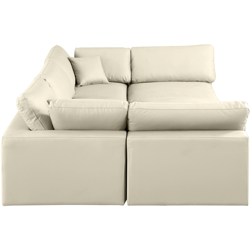 Meridian Furniture Comfy Cream Vegan Leather 6-Pc. Modular Sectional