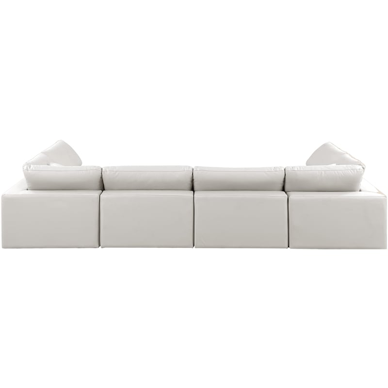 Meridian Furniture Comfy Cream Vegan Leather 6-Pc. Modular Sectional