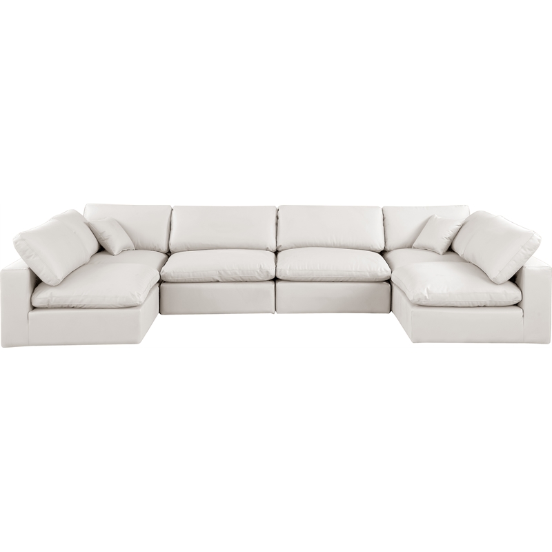 Meridian Furniture Comfy Cream Vegan Leather 6-Pc. Modular Sectional