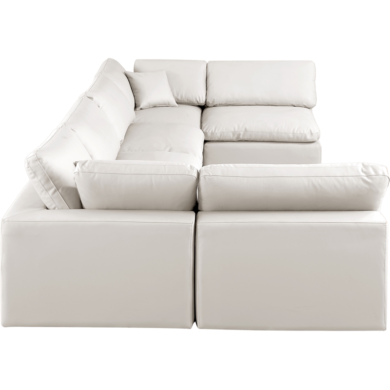 Meridian Furniture Comfy Cream Vegan Leather 6-Pc. Modular Sectional