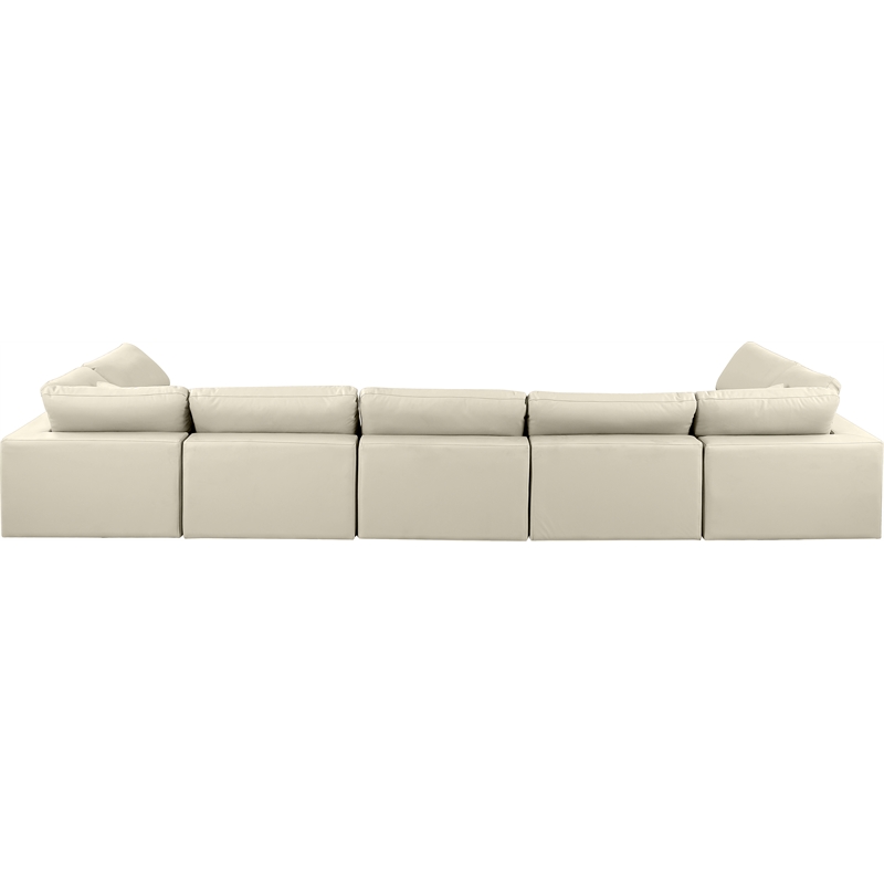Meridian Furniture Comfy Cream Vegan Leather 7-Pc. Modular Sectional