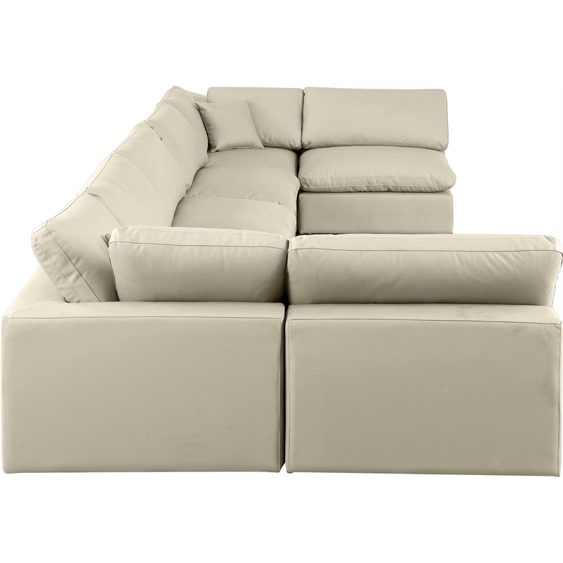 Meridian Furniture Comfy Cream Vegan Leather 7-Pc. Modular Sectional