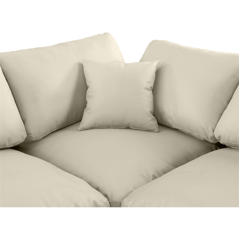Meridian Furniture Comfy Cream Vegan Leather 7-Pc. Modular Sectional