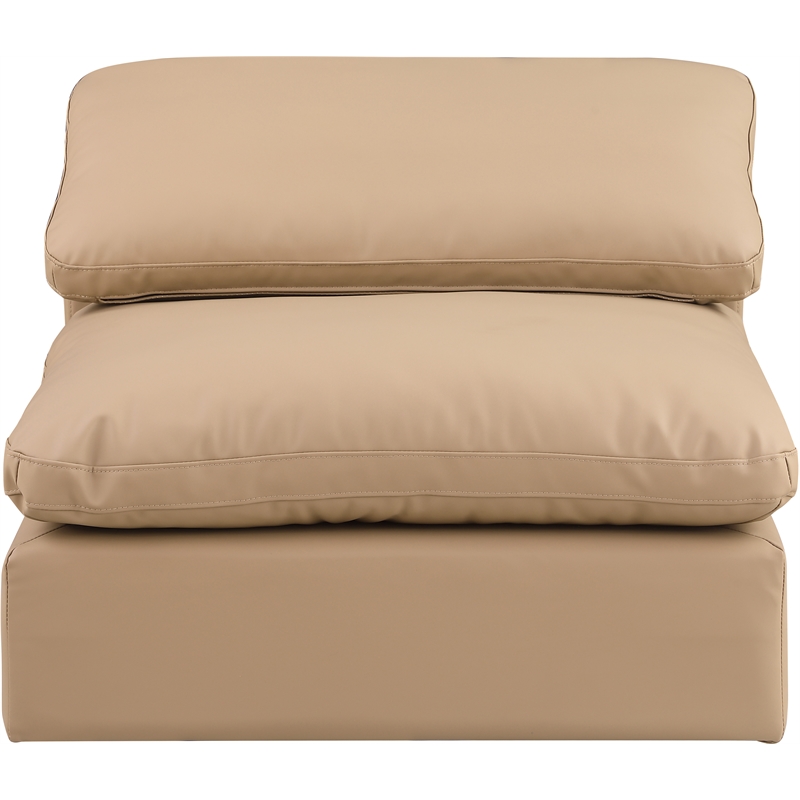 Meridian Furniture Comfy Tan Vegan Leather Armless Chair