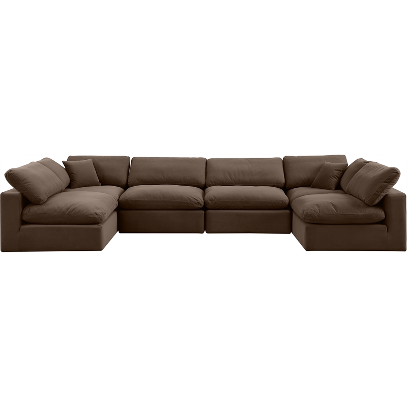 Meridian Furniture Comfy Brown Velvet 6-Pc. Modular Sectional