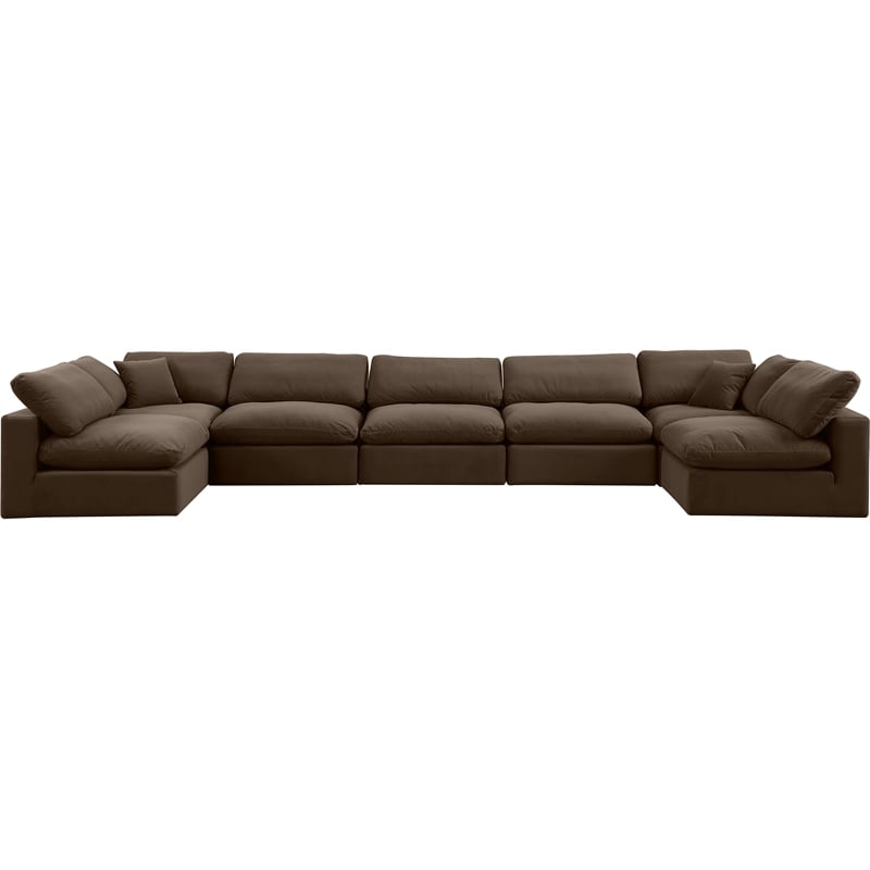 Meridian Furniture Comfy Brown Velvet 7-Pc. Modular Sectional