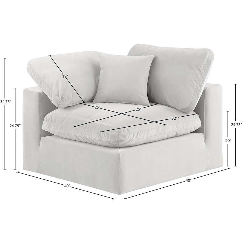 Meridian Furniture Comfy Cream Velvet Corner Chair