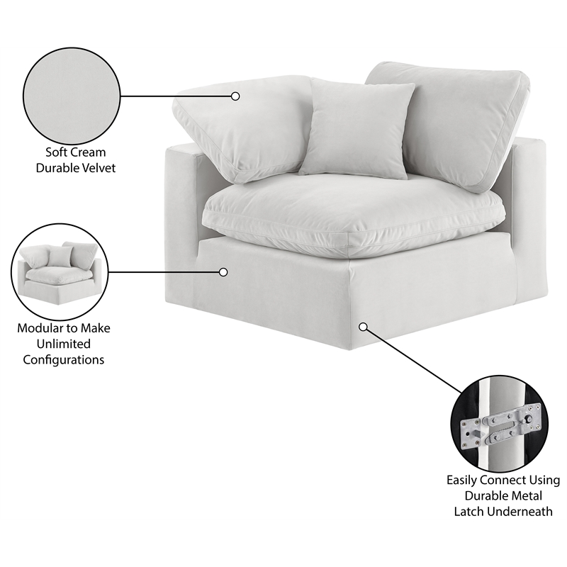 Meridian Furniture Comfy Cream Velvet Corner Chair