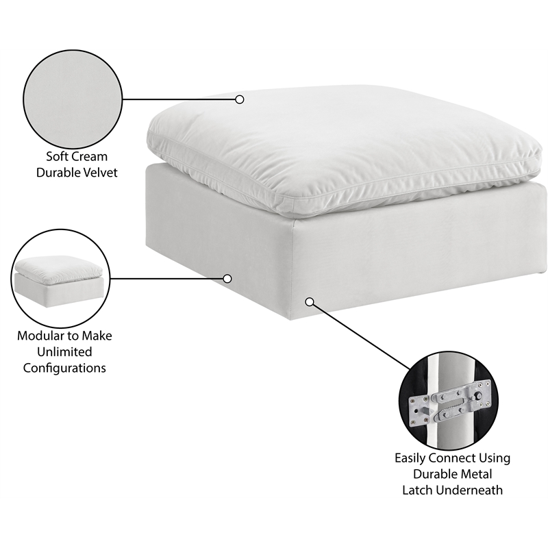 Meridian Furniture Comfy Cream Velvet Ottoman