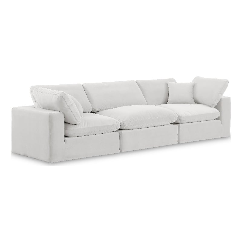 Meridian Furniture Comfy Cream Velvet 3-Pc. Modular Sofa