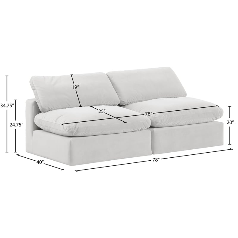 Meridian Furniture Comfy Cream Velvet 2-Pc. Modular Sofa