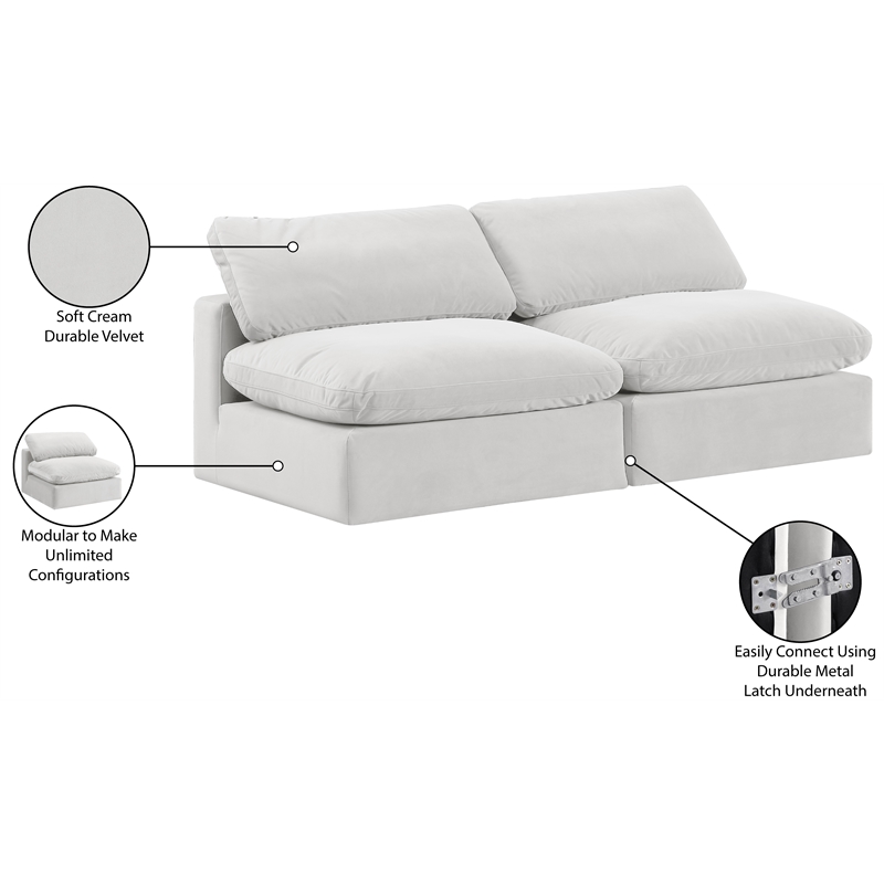 Meridian Furniture Comfy Cream Velvet 2-Pc. Modular Sofa