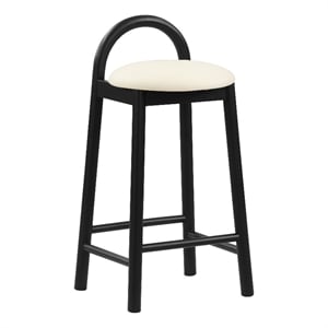 Meridian Furniture Calvin 27&quot Vegan Leather Stool in Cream & Black