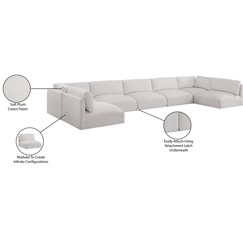 Meridian Furniture Ease Cream Fabric Modular Sectional