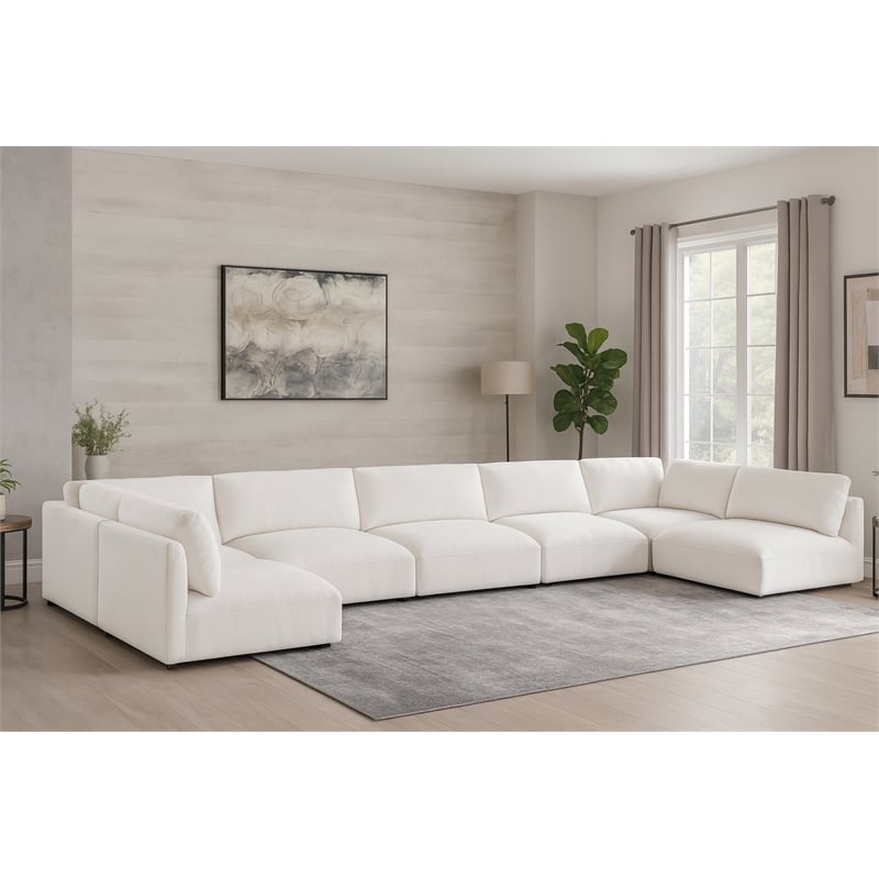 Meridian Furniture Ease Cream Fabric Modular Sectional