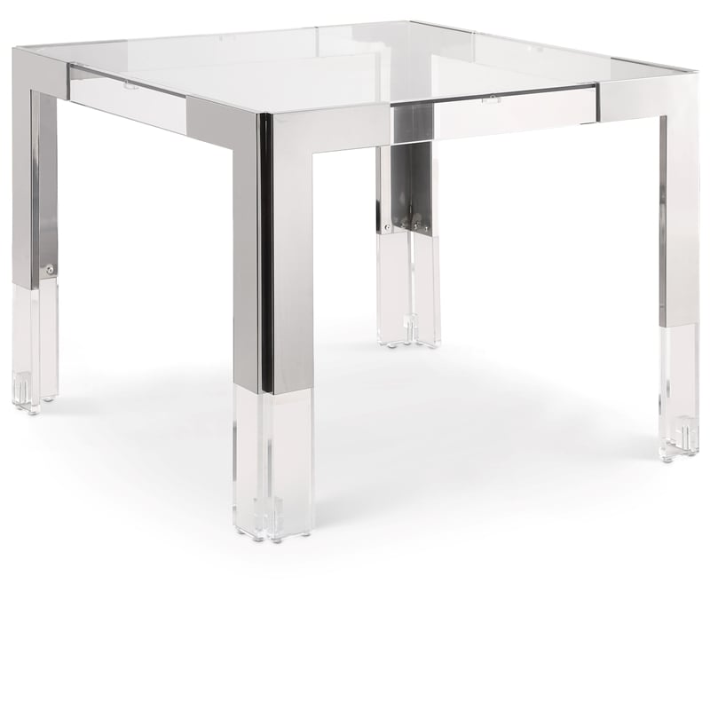 Meridian Furniture Casper Chrome Stainless Steel and Acrylic Dining / Game Table