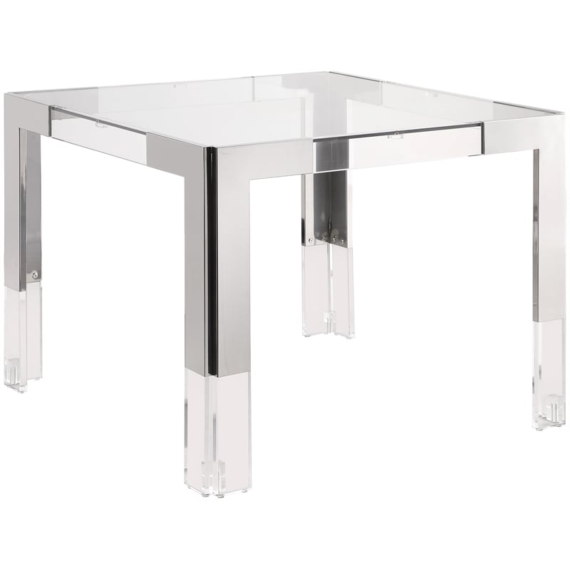 Meridian Furniture Casper Chrome Stainless Steel and Acrylic Dining / Game Table