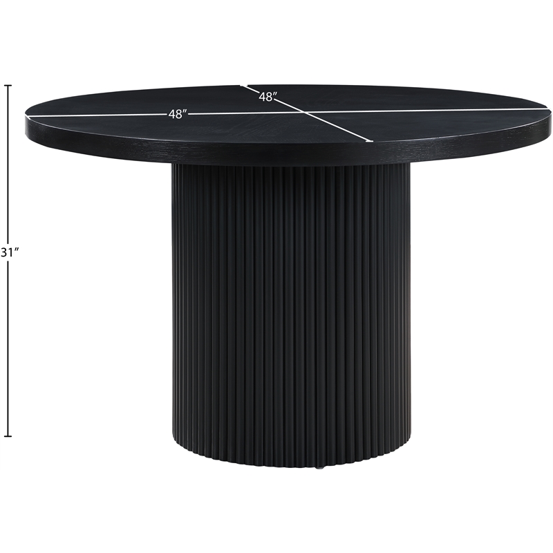 Meridian Furniture Belinda Round Black Solid Wood and Oak Veneer Dining Table