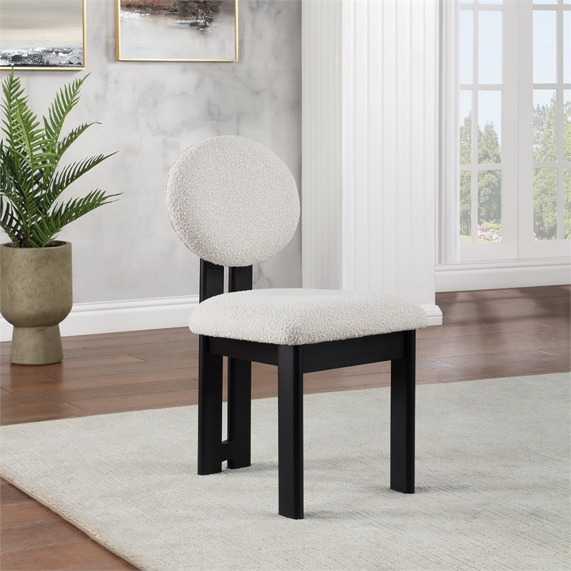 Meridian Furniture Napa Cream Boucle Fabric Dining Chair (Set of 2)
