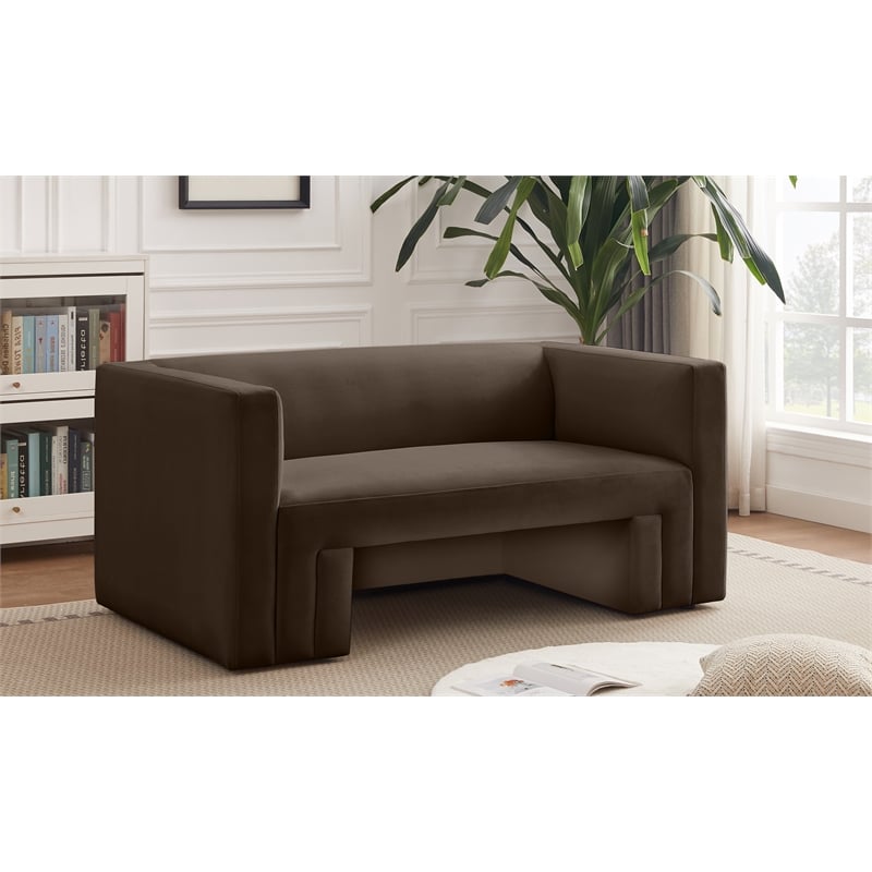 Meridian Furniture Henson Brown Velvet Loveseat