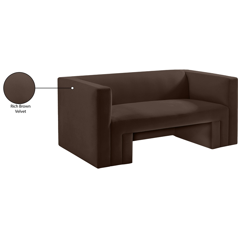 Meridian Furniture Henson Brown Velvet Loveseat